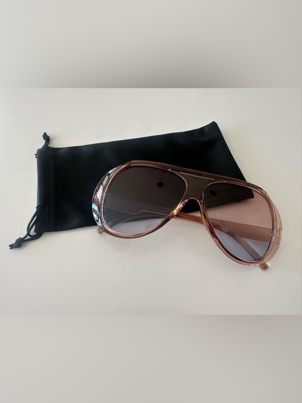 Clear Tan Aviator Frame Sunglasses with Lightly Tinted Lenses